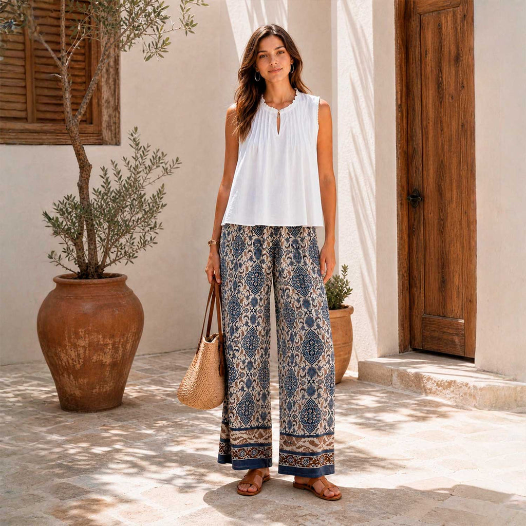 Pantalón estampado azul