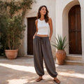 Pantalón bombacho rayas marrón