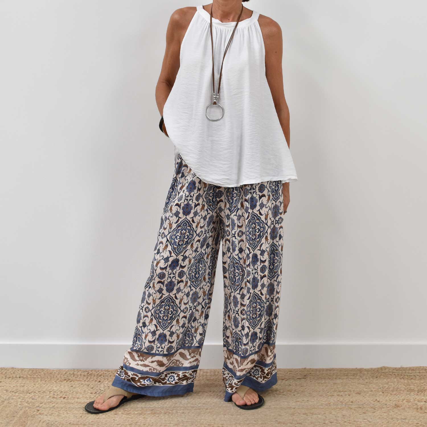 Pantalón estampado azul