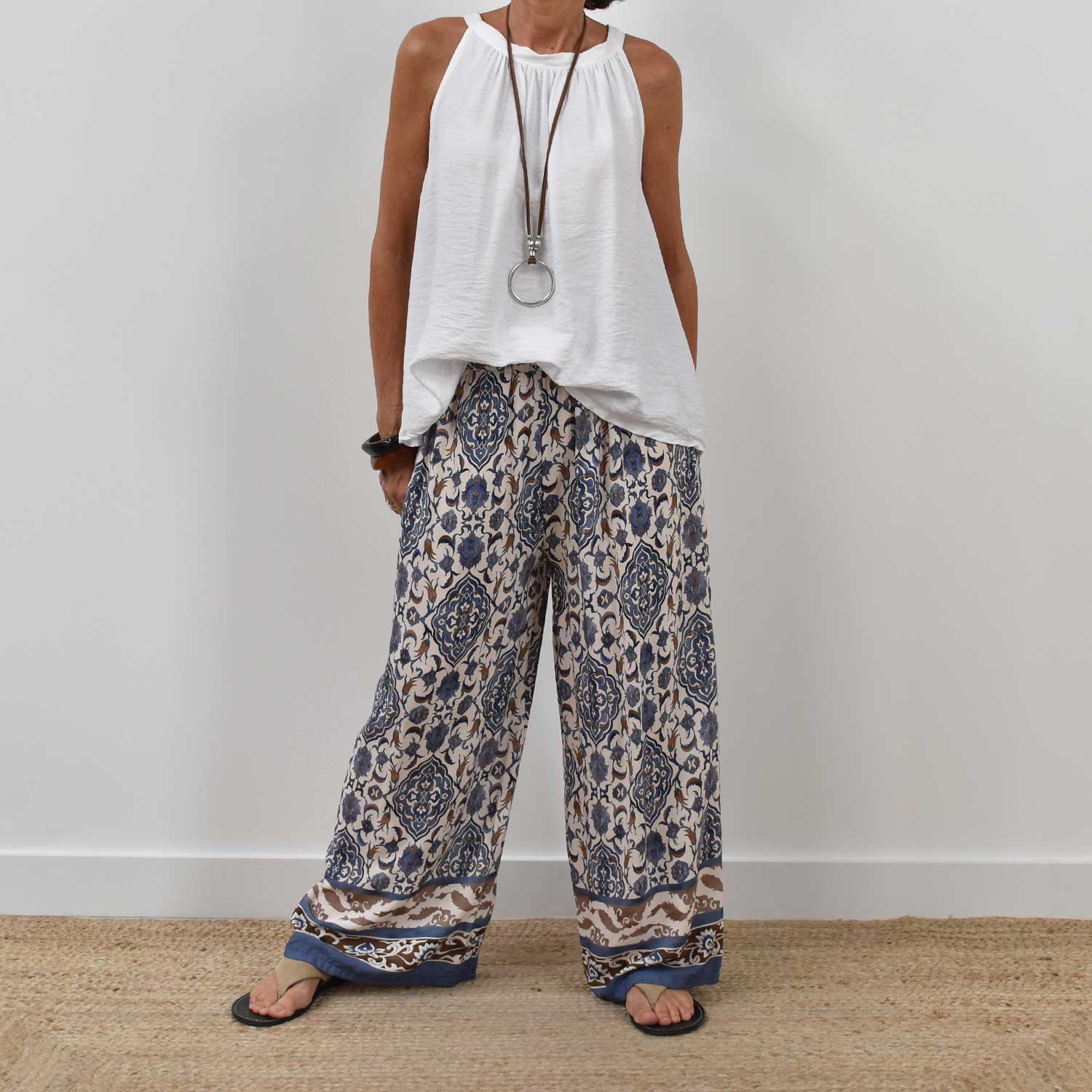 Pantalón estampado azul