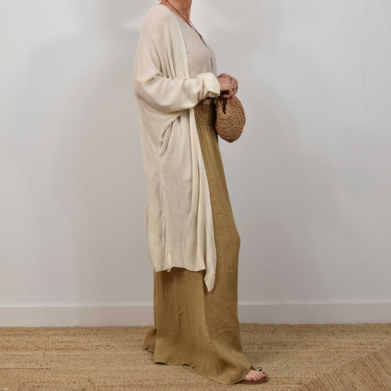 Kimono largo beige