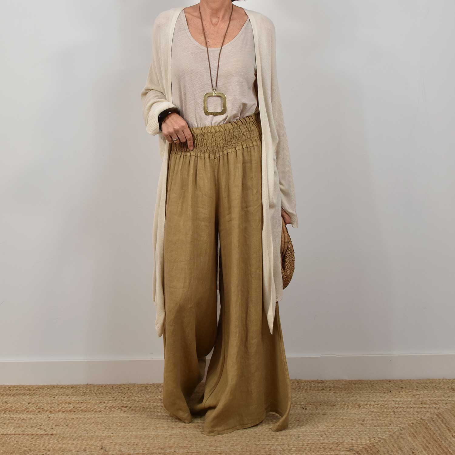Kimono largo beige