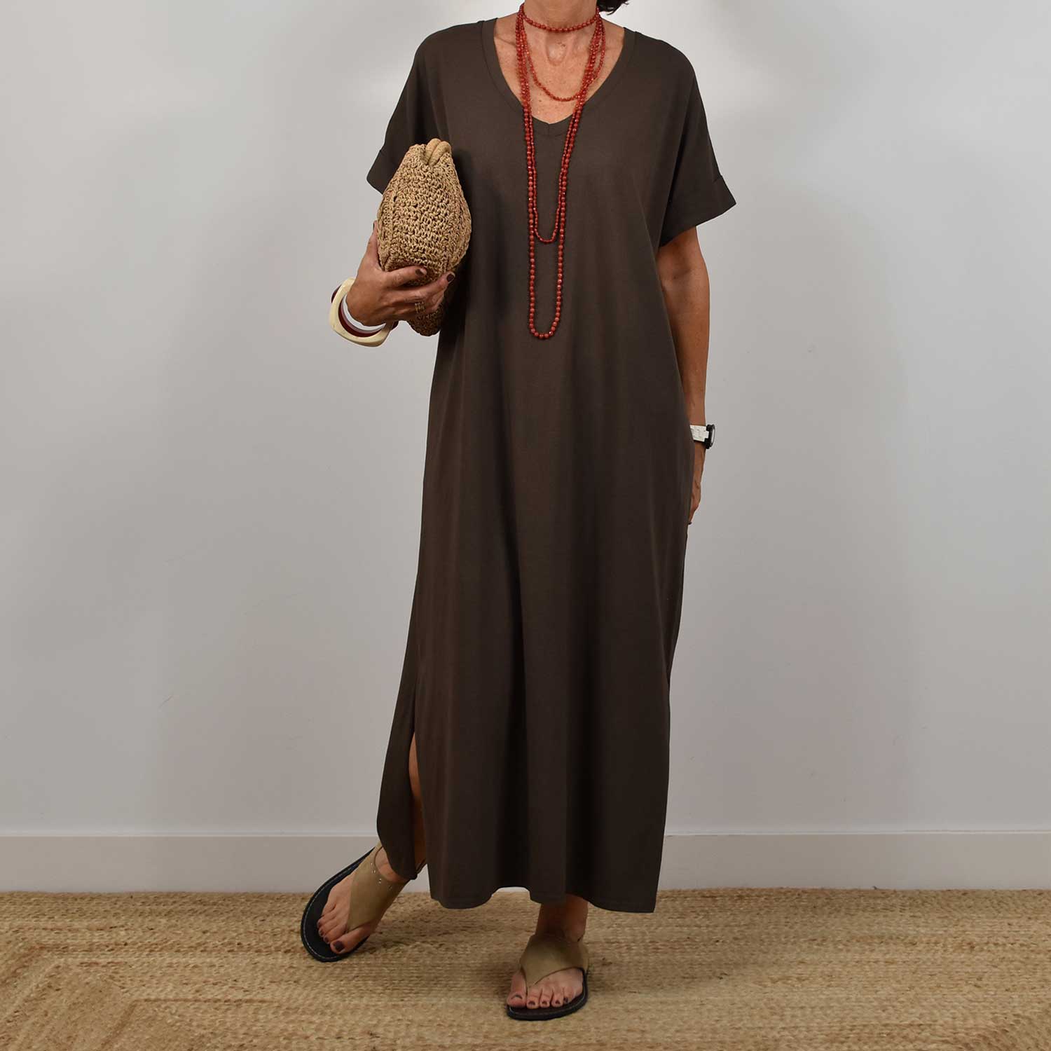 Vestido camiseta marrón