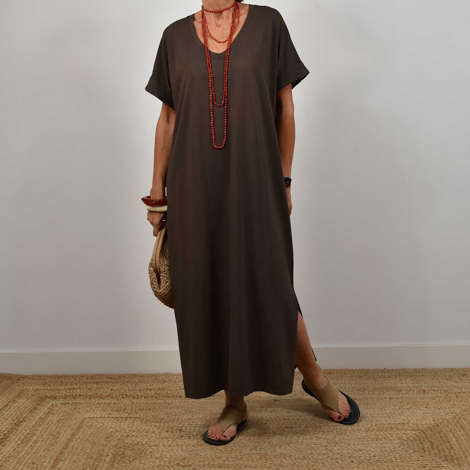 Vestido camiseta marrón