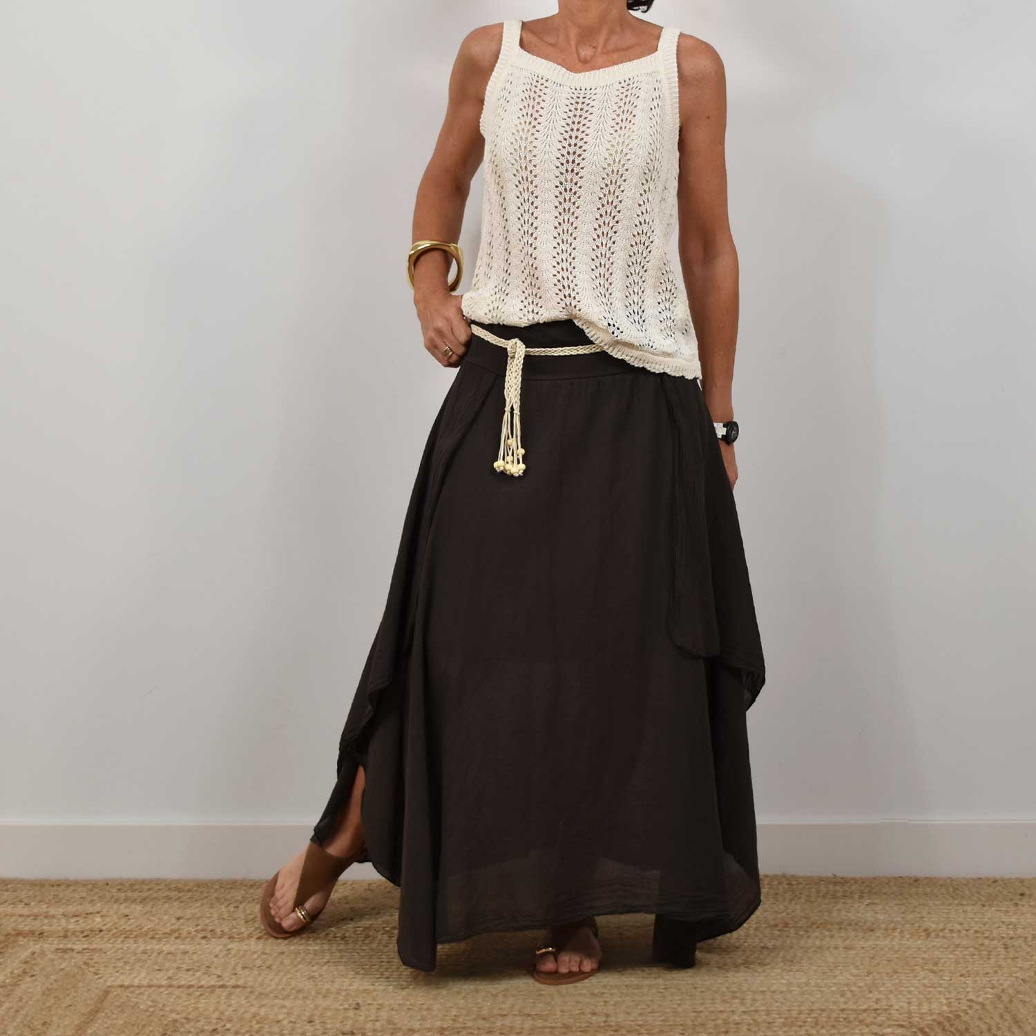 Falda capas marrón
