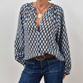 Camisa mao estampada azul