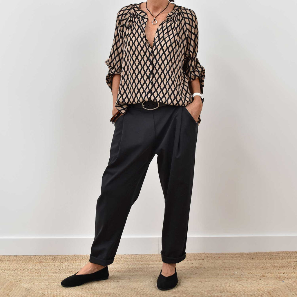 Camisa mao estampada marrón