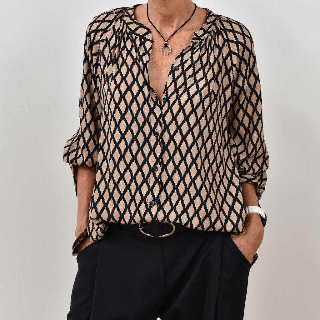 Camisa mao estampada marrón