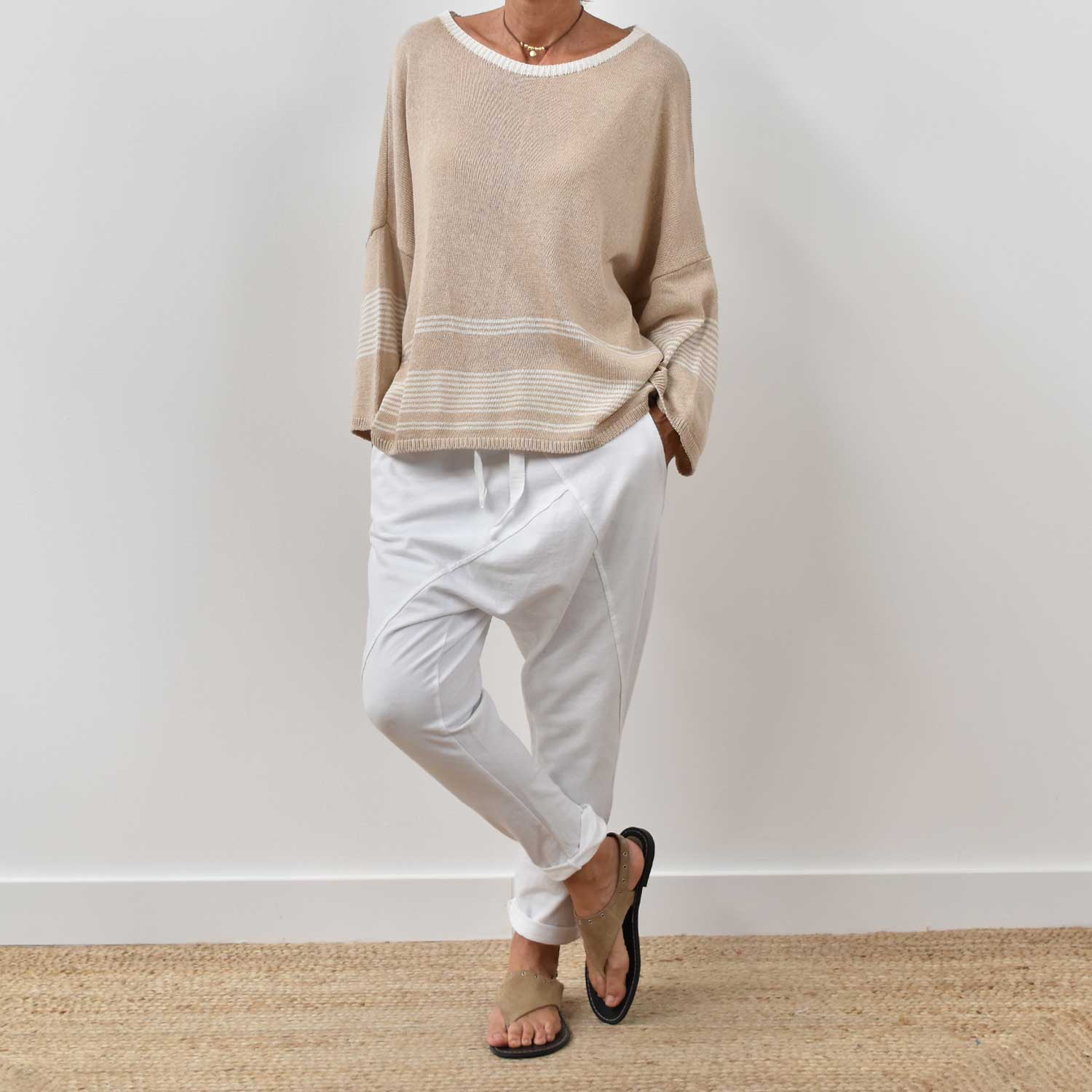 Jersey rayas beige