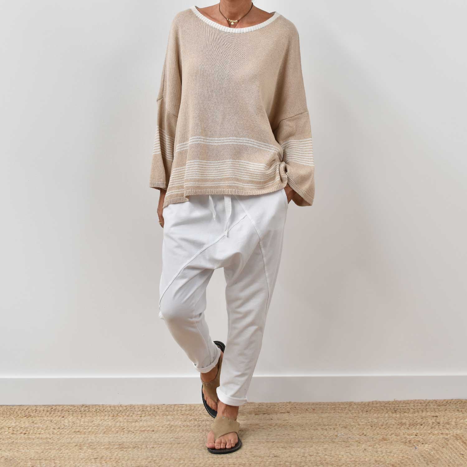 Jersey rayas beige