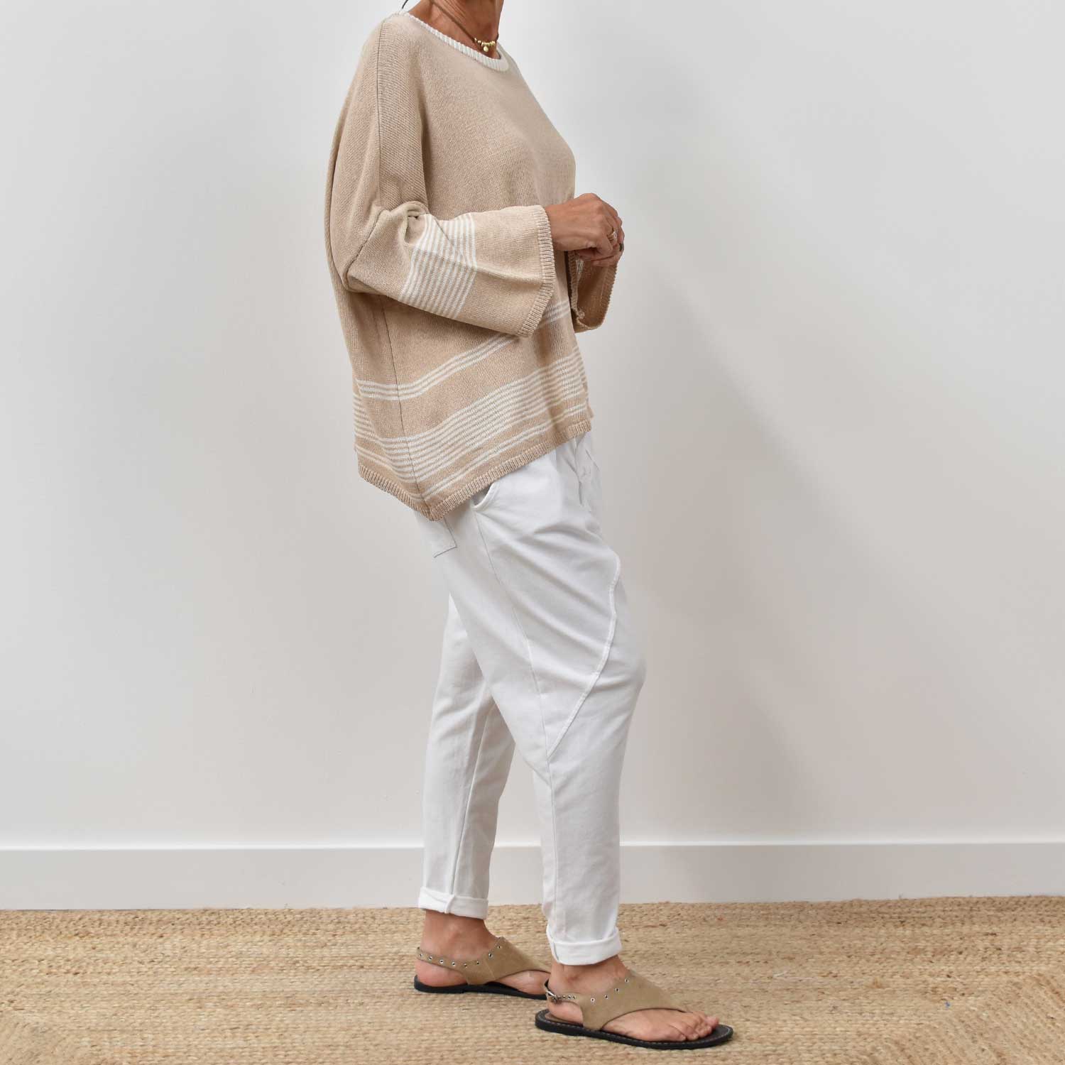 Jersey rayas beige
