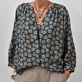 Camisa manga estampada azul