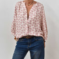 Camisa manga estampada rosa