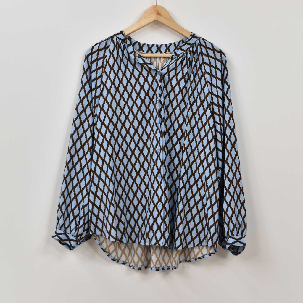 Camisa mao estampada azul
