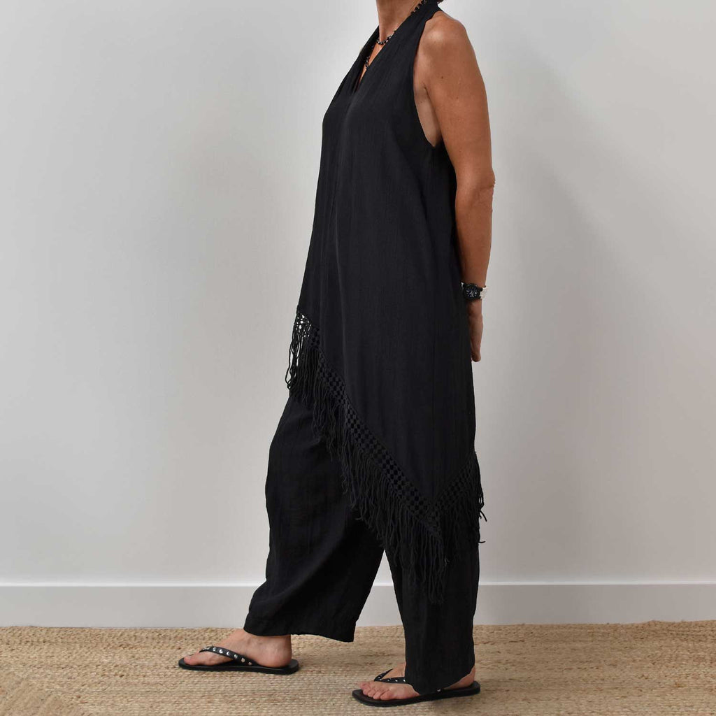 Total look fleco negro