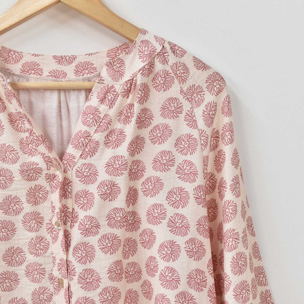 Camisa manga estampada rosa