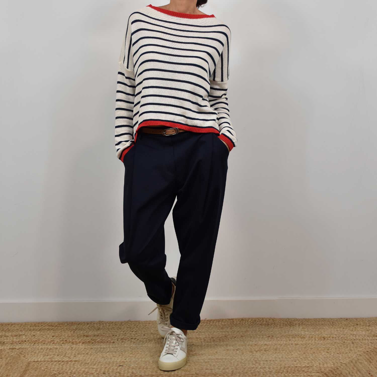 Pantalón baggy elástico marino