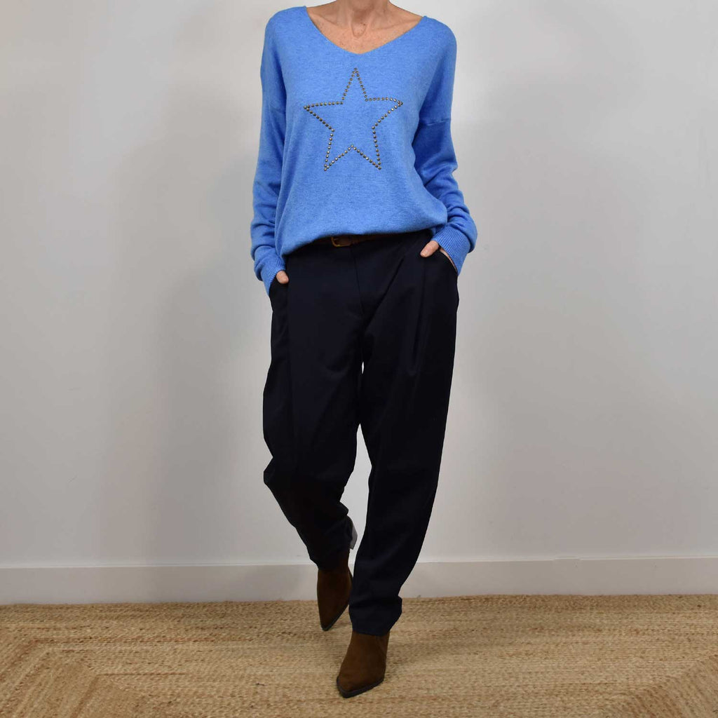 Pantalón baggy elástico marino