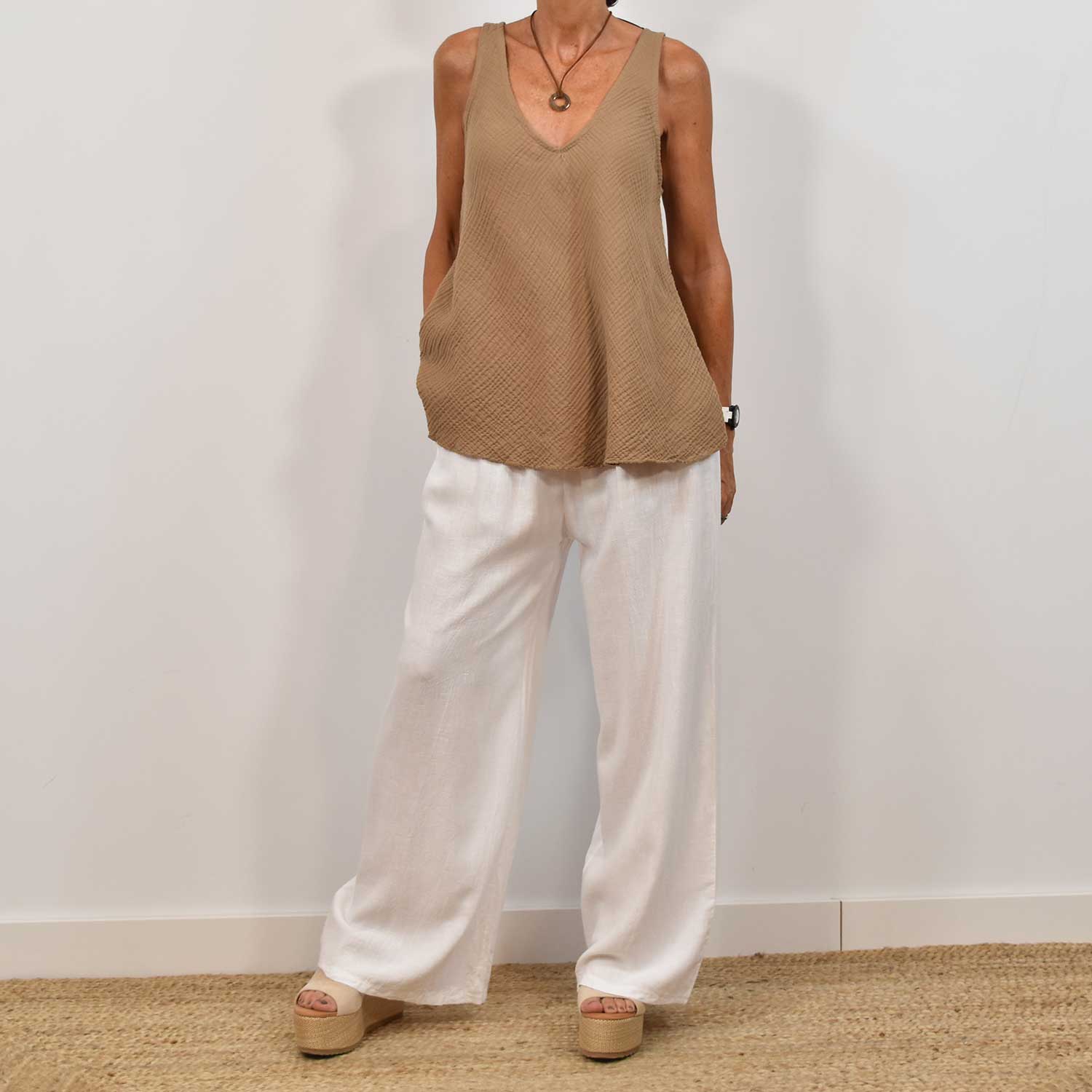 Top bambula camel
