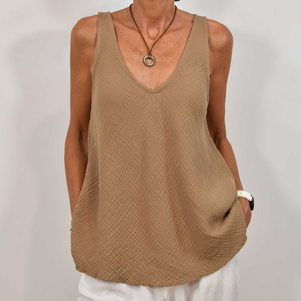 Top bambula camel