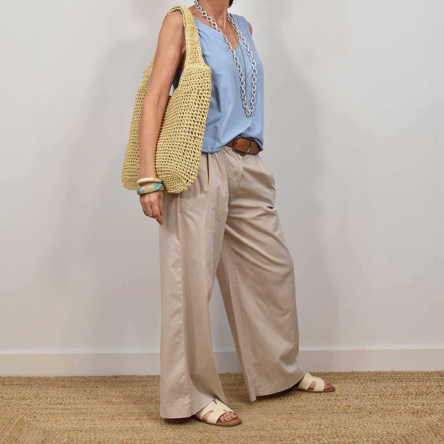 Bolso rafia beige