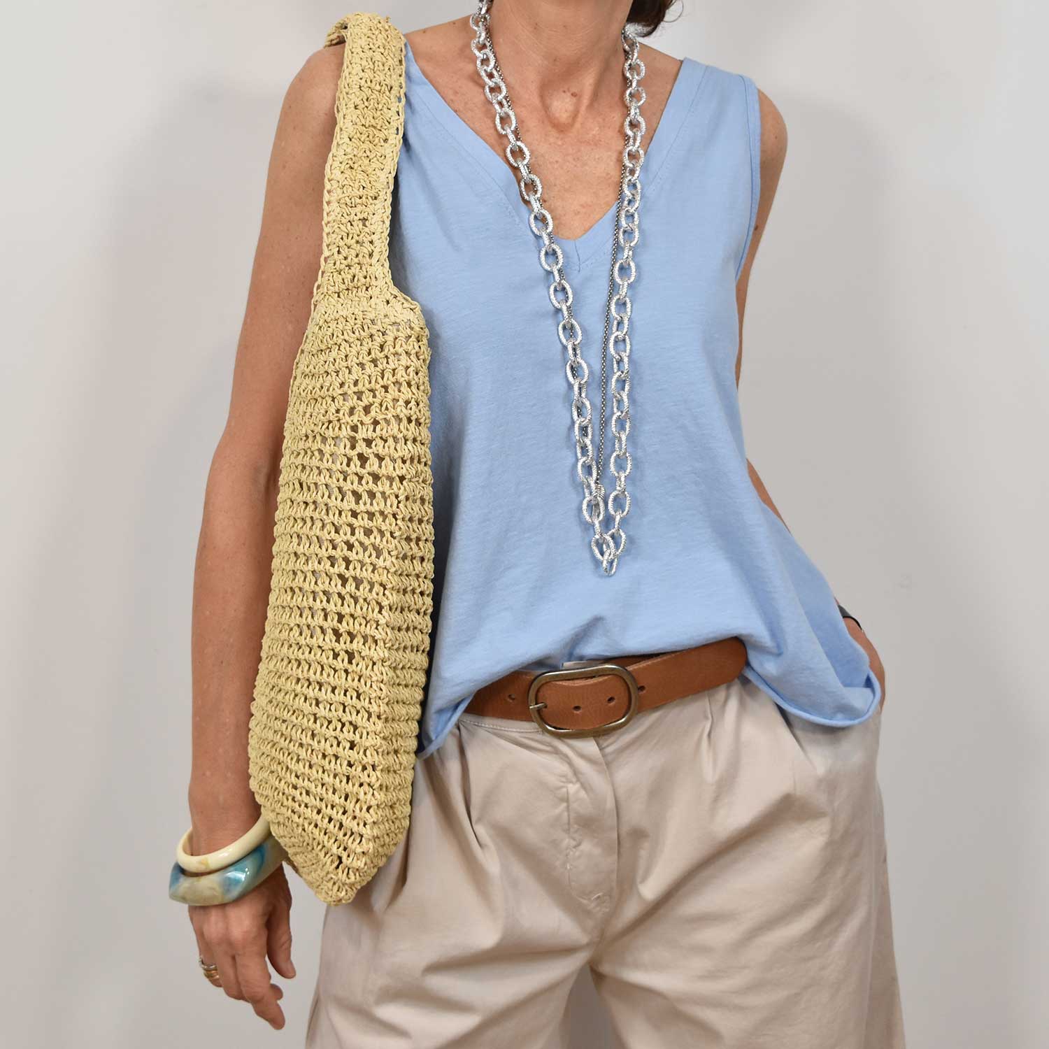Bolso rafia beige