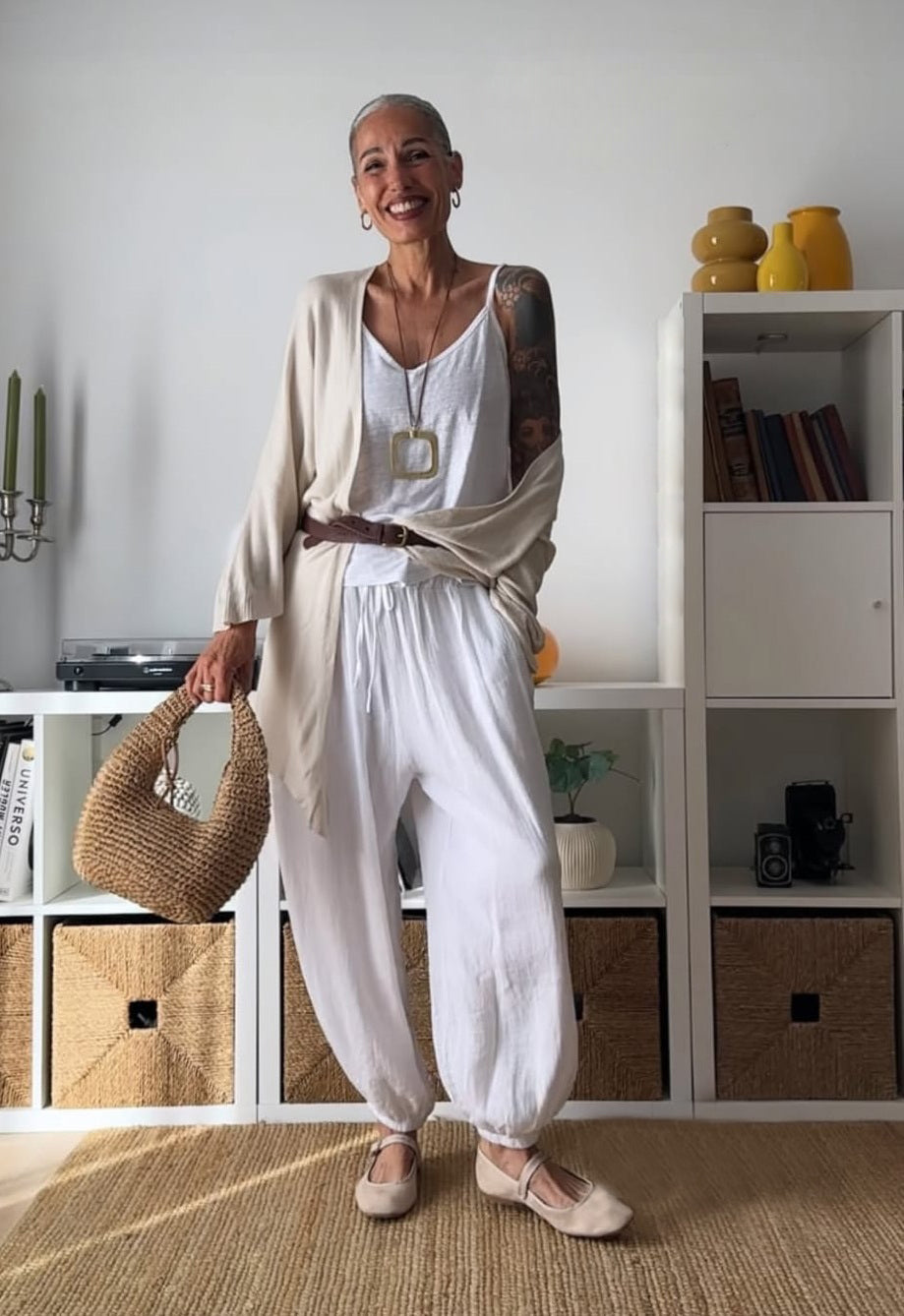 Kimono largo beige