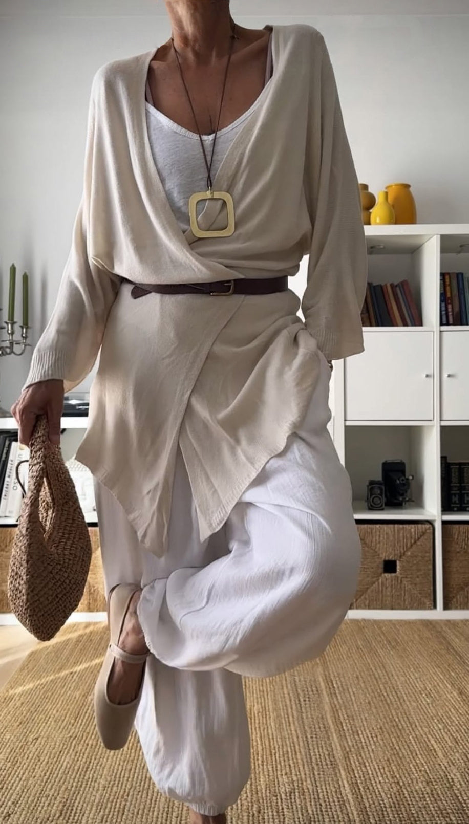 Kimono largo beige