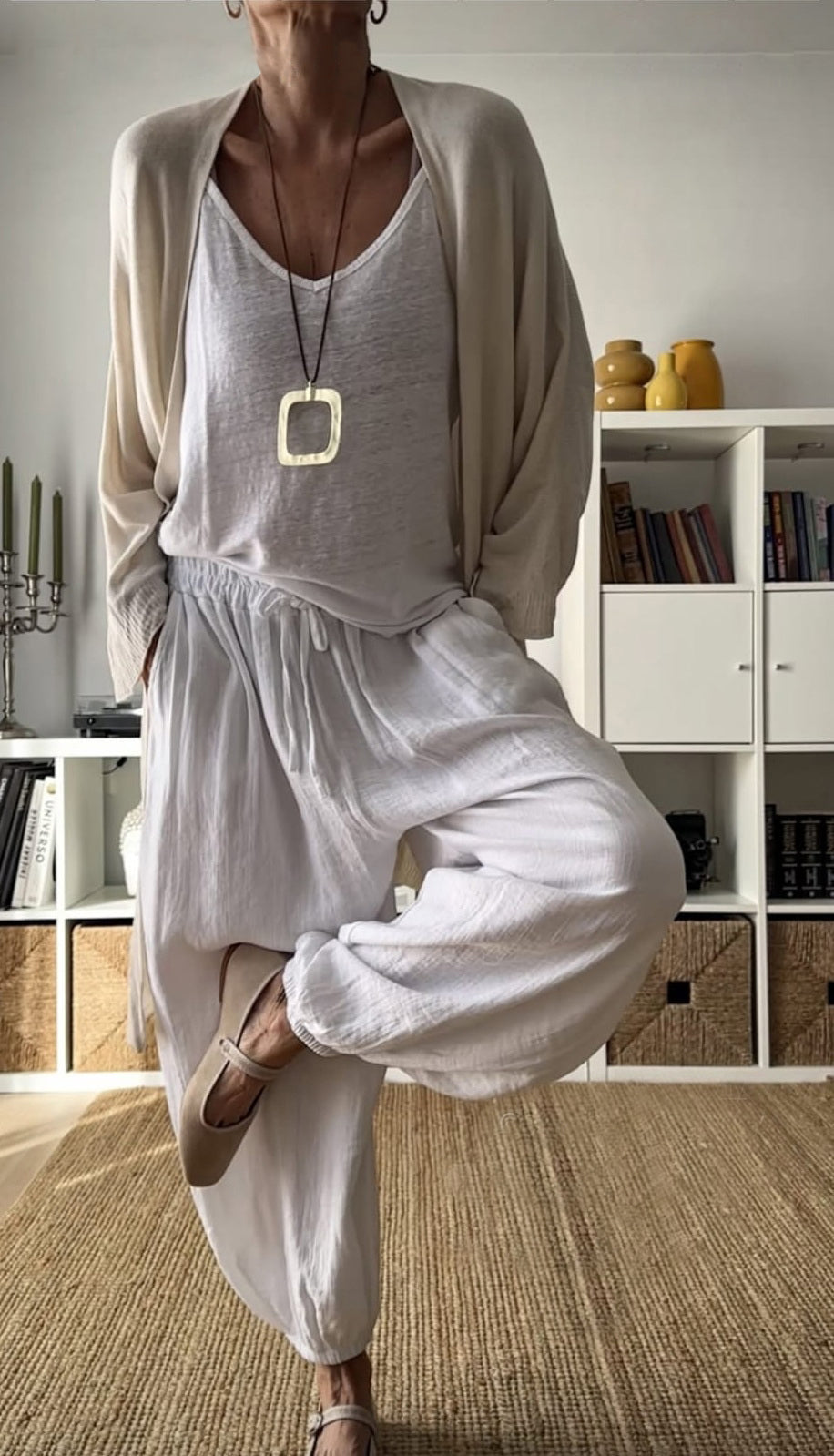 Kimono largo beige