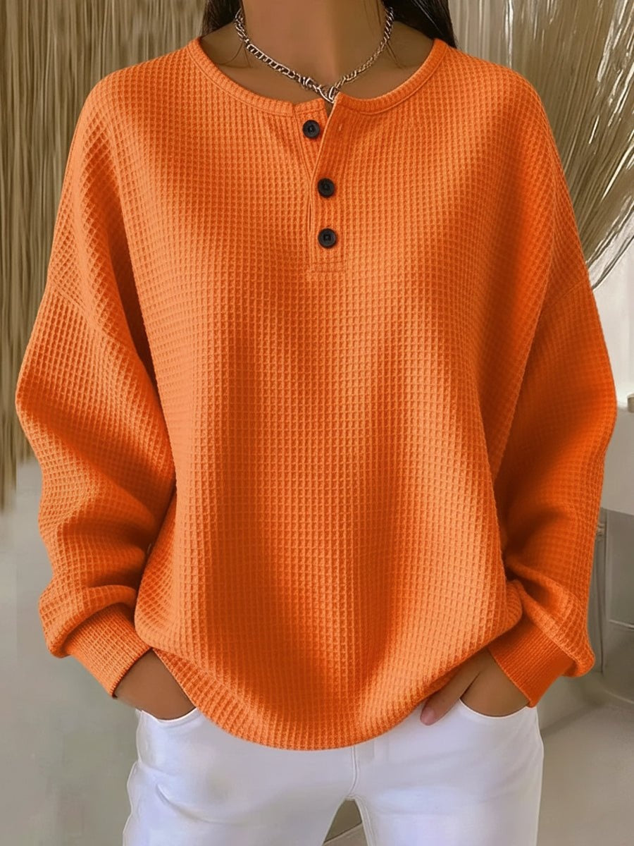 Jersey Fino Mujer Cuello Redondo Botones