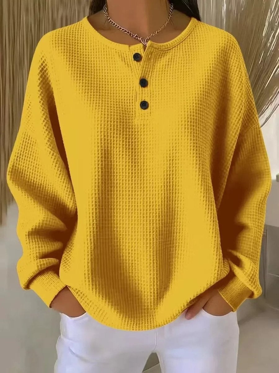 Jersey Fino Mujer Cuello Redondo Botones