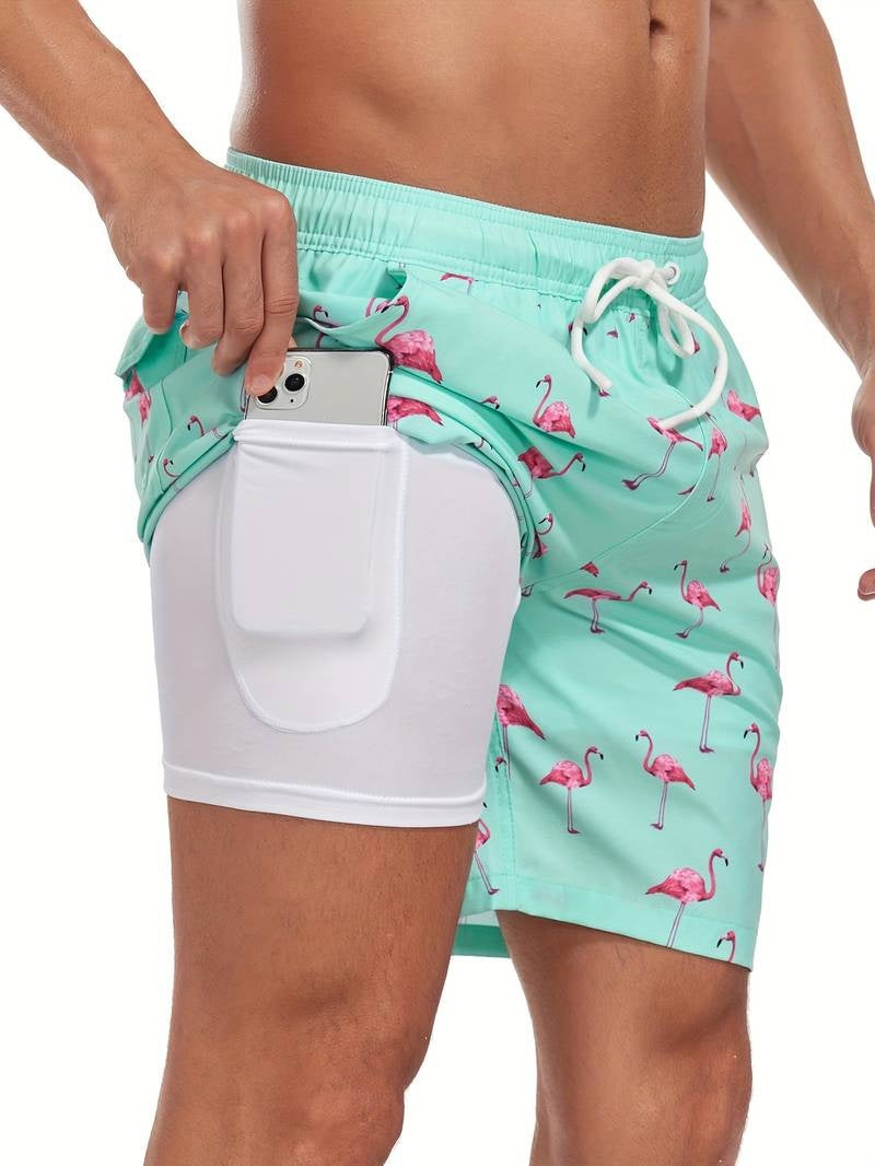 Nicolás | Bañador Shorts Hombre Estampado Flamencos Cintura Elástica
