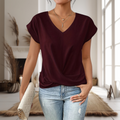 Blusa de Manga Corta Mujer Cuello en V